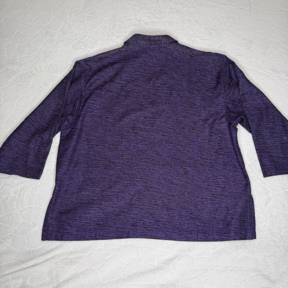 Chicos Design 100% Silk Top Size 2 - Large Purple Textured Button Down Blouse - Picture 12 of 16